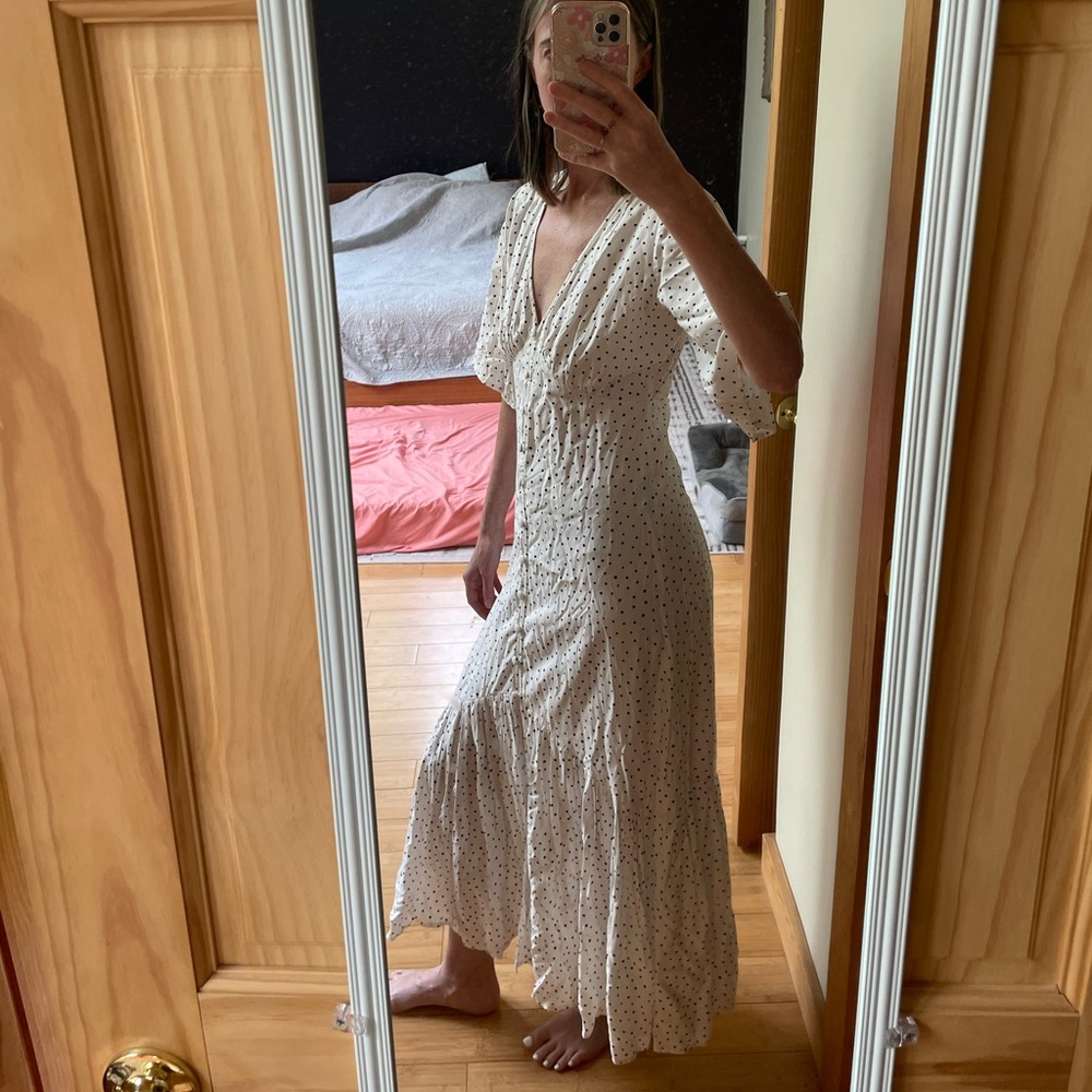Billabong White Polka Dot Midi Dress - Picture 2 of 8